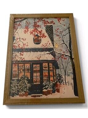 Framed‎ Winter Patisserie Canvas Wall Art Snow Scene Rustic Home Decor 12x16